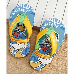 Cute Walk by Babyhug Disney Flip Flops With Back Strap & Donald Duck Print - Yellow & Blue