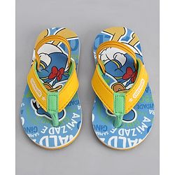 Cute Walk by Babyhug Disney Flip Flops With Back Strap & Donald Duck Print - Yellow & Blue