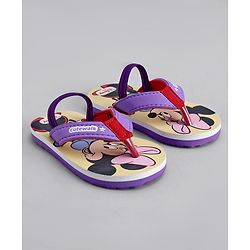 Cute Walk by Babyhug Disney Flip Flops With Back Strap & Minnie Mouse Print - Pink & Purple