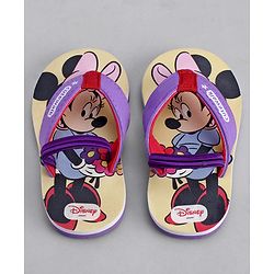 Cute Walk by Babyhug Disney Flip Flops With Back Strap & Minnie Mouse Print - Pink & Purple