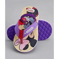Cute Walk by Babyhug Disney Flip Flops With Back Strap & Minnie Mouse Print - Pink & Purple