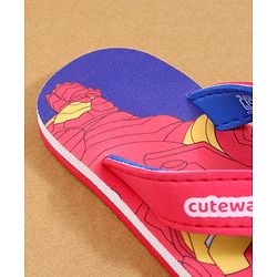 Cute Walk by Babyhug Marvel Flip Flops with Avengers Print - Red & Blue