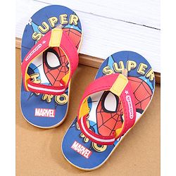 Cute Walk by Babyhug Marvel Back Strap Flip Flops with Spiderman Print - Red & Blue