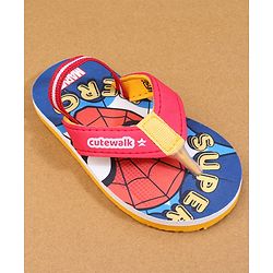 Cute Walk by Babyhug Marvel Back Strap Flip Flops with Spiderman Print - Red & Blue