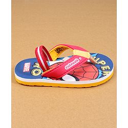 Cute Walk by Babyhug Marvel Back Strap Flip Flops with Spiderman Print - Red & Blue