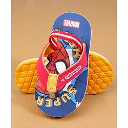 Cute Walk by Babyhug Marvel Back Strap Flip Flops with Spiderman Print - Red & Blue