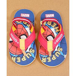 Cute Walk by Babyhug Marvel Back Strap Flip Flops with Spiderman Print - Red & Blue