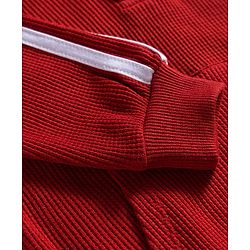 Babyhug Waffle Knit Premium Light Gauge Terry Full Raglan Sleeves Hooded  T-Shirt & Lounge Pant Set With Text Print - Maroon