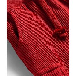 Babyhug Waffle Knit Premium Light Gauge Terry Full Raglan Sleeves Hooded  T-Shirt & Lounge Pant Set With Text Print - Maroon