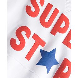 Babyhug Knit Premium Light Gauge Terry Full Sleeves Hooded T-Shirt and Joggers Set With Kangaroo Pockets & Super Star Text Print - Blue & White