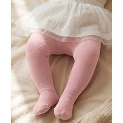 Cute Walk By Babyhug Antibacterial Footed Solid Color Tights - Pink