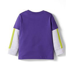 Babyhug Knit Premium Light Gauge Terry Full Doctor Sleeves T-Shirt & Joggers Set with Always Ahead Text Print - Purple