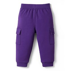 Babyhug Knit Premium Light Gauge Terry Full Doctor Sleeves T-Shirt & Joggers Set with Always Ahead Text Print - Purple