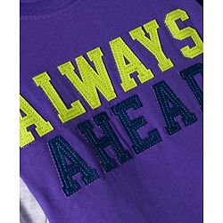 Babyhug Knit Premium Light Gauge Terry Full Doctor Sleeves T-Shirt & Joggers Set with Always Ahead Text Print - Purple