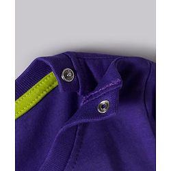 Babyhug Knit Premium Light Gauge Terry Full Doctor Sleeves T-Shirt & Joggers Set with Always Ahead Text Print - Purple
