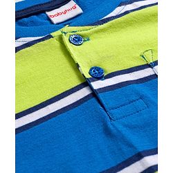 Babyhug Single Jersey Knit Full Sleeves Striped T-Shirt & Lounge Pant Set - Blue