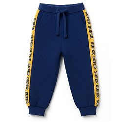 Babyhug Knit Premium Light Gauge Terry Full Doctor Sleeves T-Shirt & Joggers Set with California Text Print -  Yellow & Navy Blue