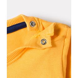 Babyhug Knit Premium Light Gauge Terry Full Doctor Sleeves T-Shirt & Joggers Set with California Text Print -  Yellow & Navy Blue
