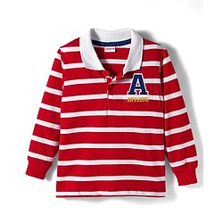 Babyhug Terry Knit Full Sleeves Polo T-Shirt and Pant Set With Stripes  - White & Red