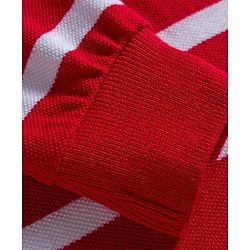 Babyhug Terry Knit Full Sleeves Polo T-Shirt and Pant Set With Stripes  - White & Red