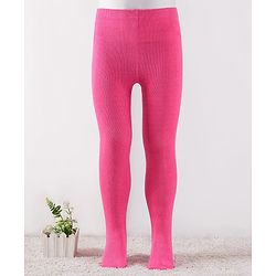 Cute Walk By Babyhug Knit Antibacterial Solid Footed Tights - Pink