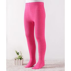 Cute Walk By Babyhug Knit Antibacterial Solid Footed Tights - Pink