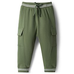 Babyhug Single Jersey Knit Full Sleeves Striped Polo T-Shirt & Lounge Pant Set With Brooklyn Patch - Red & Green