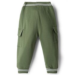 Babyhug Single Jersey Knit Full Sleeves Striped Polo T-Shirt & Lounge Pant Set With Brooklyn Patch - Red & Green
