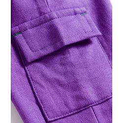 Babyhug Knit Premium Light Gauge Terry Full Sleeves Hooded T-Shirt & Lounge Pant Set With Text Print - Purple
