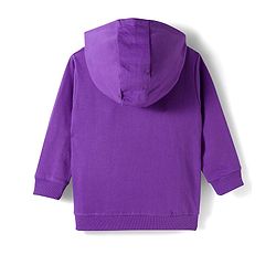 Babyhug Knit Premium Light Gauge Terry Full Sleeves Hooded T-Shirt & Lounge Pant Set With Text Print - Purple