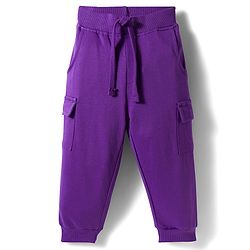 Babyhug Knit Premium Light Gauge Terry Full Sleeves Hooded T-Shirt & Lounge Pant Set With Text Print - Purple