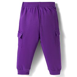 Babyhug Knit Premium Light Gauge Terry Full Sleeves Hooded T-Shirt & Lounge Pant Set With Text Print - Purple
