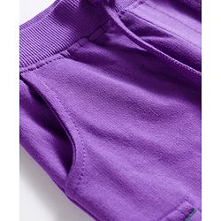 Babyhug Knit Premium Light Gauge Terry Full Sleeves Hooded T-Shirt & Lounge Pant Set With Text Print - Purple