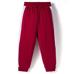 Babyhug Knit Premium Light Gauge Terry Full Sleeves  T-Shirt and Jogger Set With New York Text Print - Red