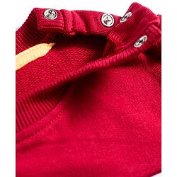 Babyhug Knit Premium Light Gauge Terry Full Sleeves  T-Shirt and Jogger Set With New York Text Print - Red