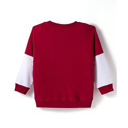 Babyhug Knit Premium Light Gauge Terry Full Sleeves  T-Shirt and Jogger Set With New York Text Print - Red