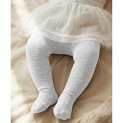 Cute Walk By Babyhug Knit Antibacterial Solid Footed Tights - Grey