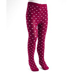 Cute Walk by Babyhug Knit Antibacterial Footed Tights with Polka Dot Design - Maroon