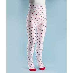 Cute Walk By Babyhug Knit Antibacterial Polka Dots Design Footed Tights - White
