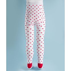 Cute Walk By Babyhug Knit Antibacterial Polka Dots Design Footed Tights - White