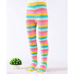 Cute Walk By Babyhug Knit Antibacterial Stripes Footed Tights - Multicolor