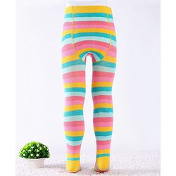 Cute Walk By Babyhug Knit Antibacterial Stripes Footed Tights - Multicolor