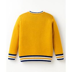 Babyhug Knit Full Sleeves Front Open Sweater with Cable Knit Design - Mustard