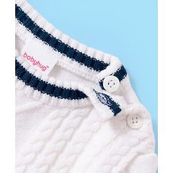 Babyhug Knit Full Sleeves Colorblock Pullover with Cable Knit Design - White & Navy Blue