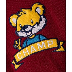 Babyhug Knitted Full Sleeves Pullover Sweater With Animal Embroidery - Dark Red