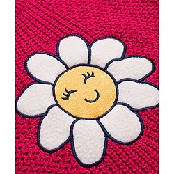 Babyhug Knit Full Sleeves Pullover Sweater with Floral Embroidery - Dark Pink