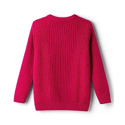 Babyhug Knit Full Sleeves Pullover Sweater with Floral Embroidery - Dark Pink