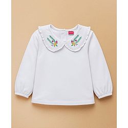 Babyhug Cotton Woven Full Sleeves Frock With Inner Tee & Floral Embroidery - Green