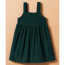 Babyhug Cotton Woven Full Sleeves Frock With Inner Tee & Floral Embroidery - Green