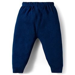 Babyhug Knitted Full Sleeves Sweater Set With Teddy Bear Design - Navy Blue